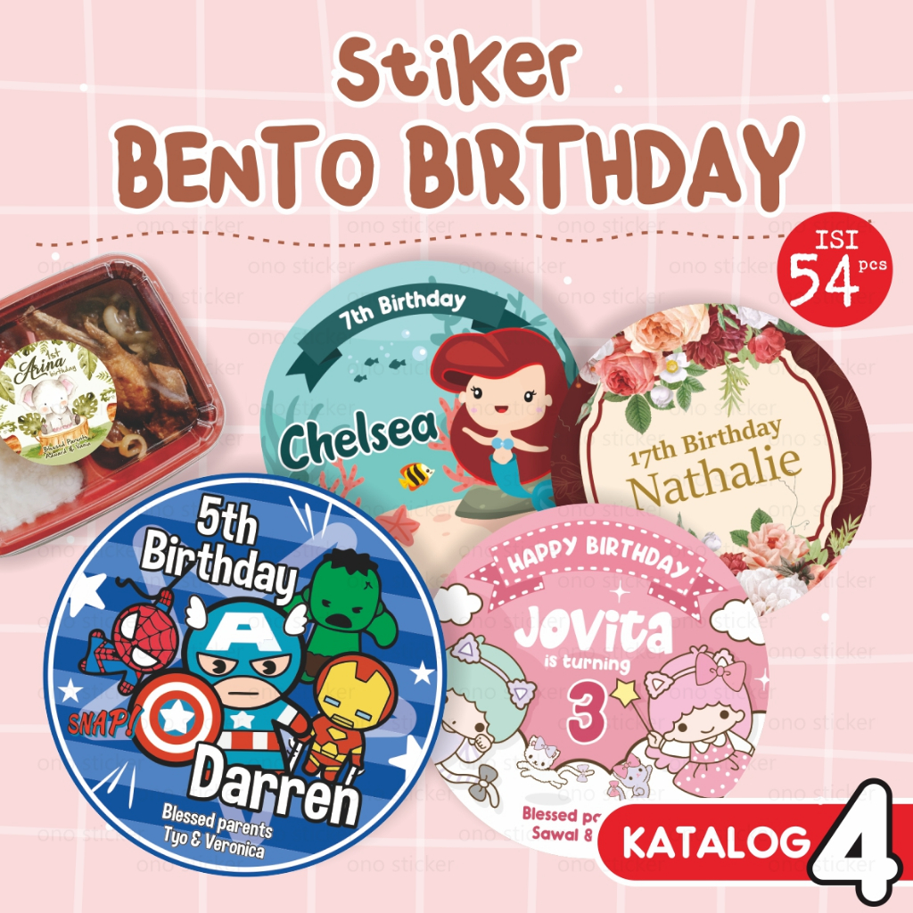 

stiker bulat birthday elegant free custom nama