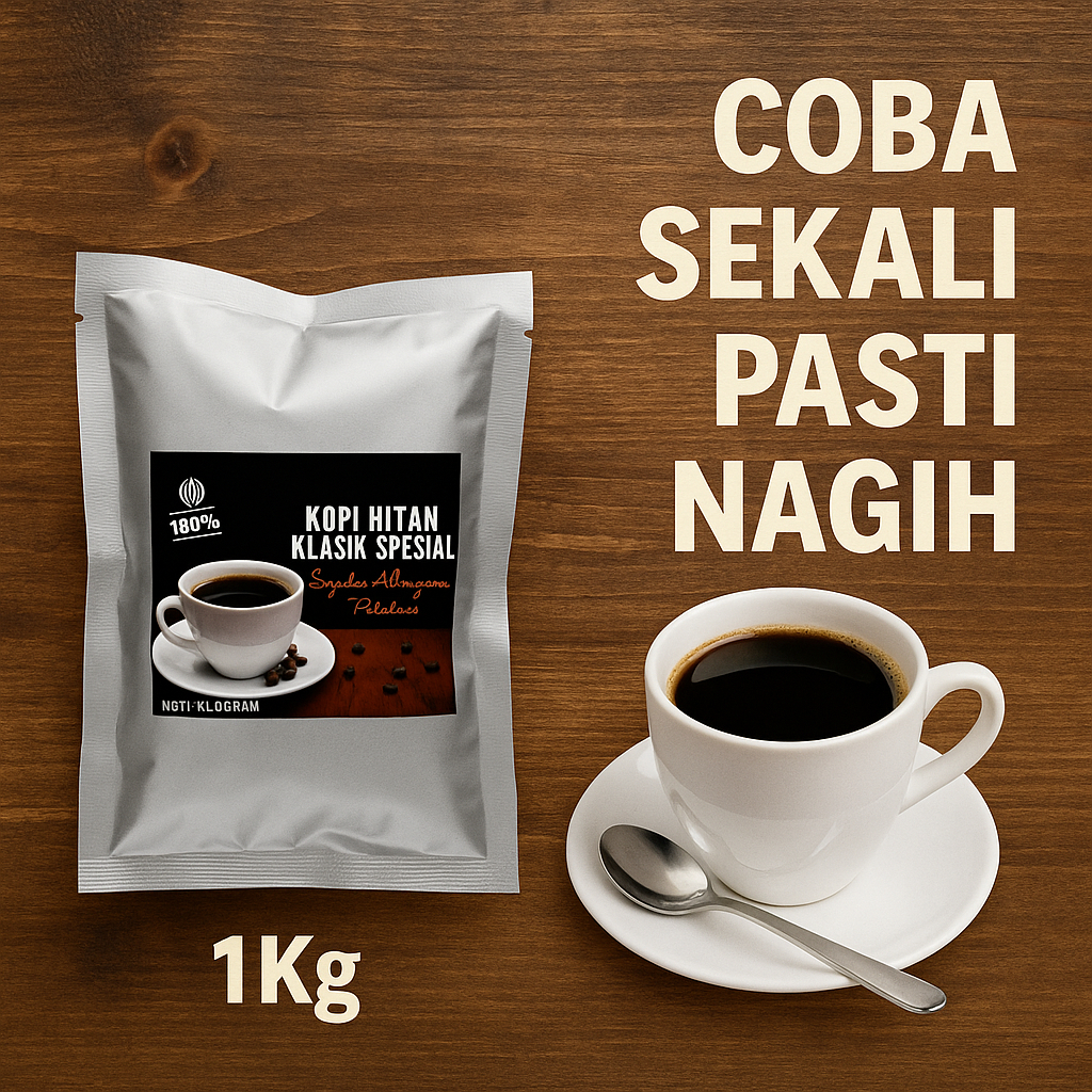 

Kopi Robusta Hitam Bubuk Tubruk Instan Spesial Coffee 1Kg