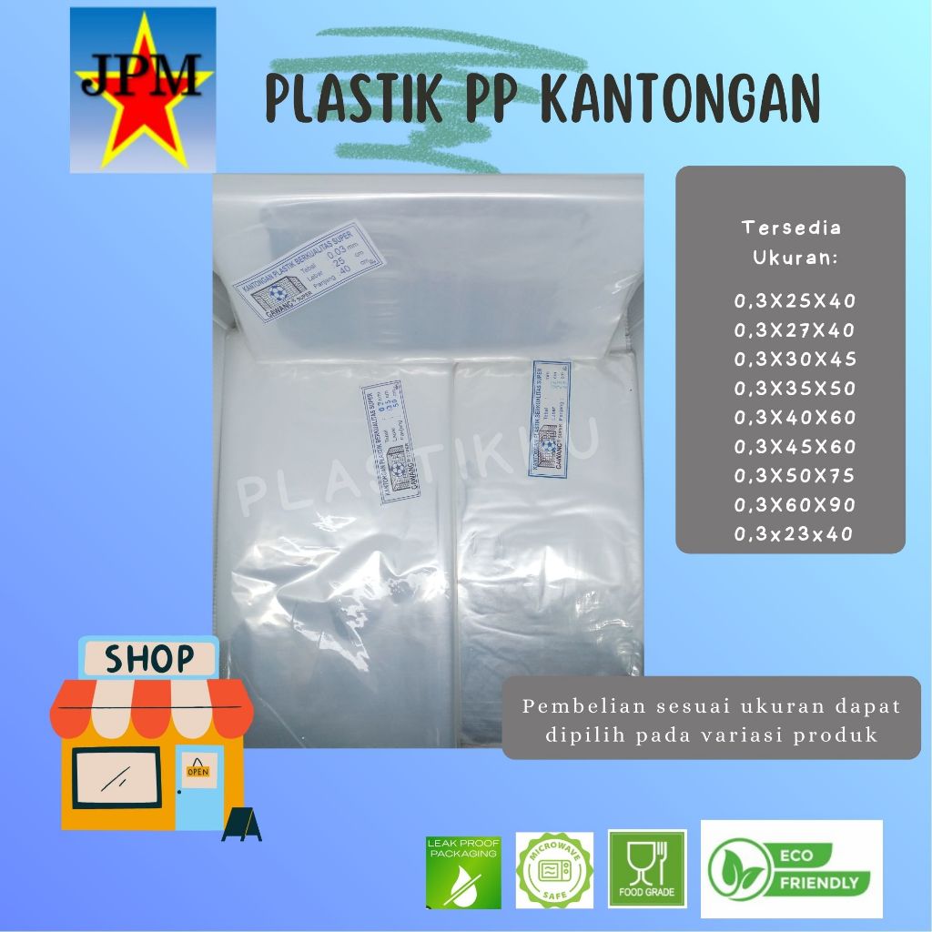 PP Kantongan Gawang Tebal 0,3 / plastik kantongan / Plastik Bening Kantongan Gawang / PP Kantongan M