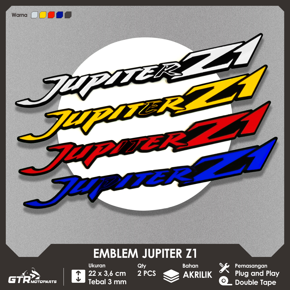 GTR Emblem Jupiter Z1 2 PCS Timbul Logo 3D Aksesoris Variasi Motor Jupiter Z1