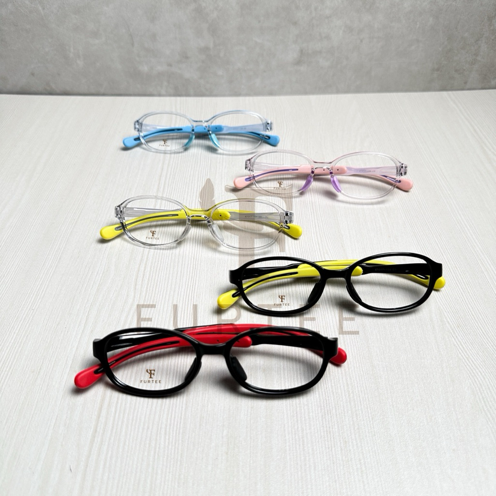 Kacamata Anak Lentur TR 6302 SnapFit Series Gagang Adjustable Oval Anti Radiasi Minus Normal Silinde