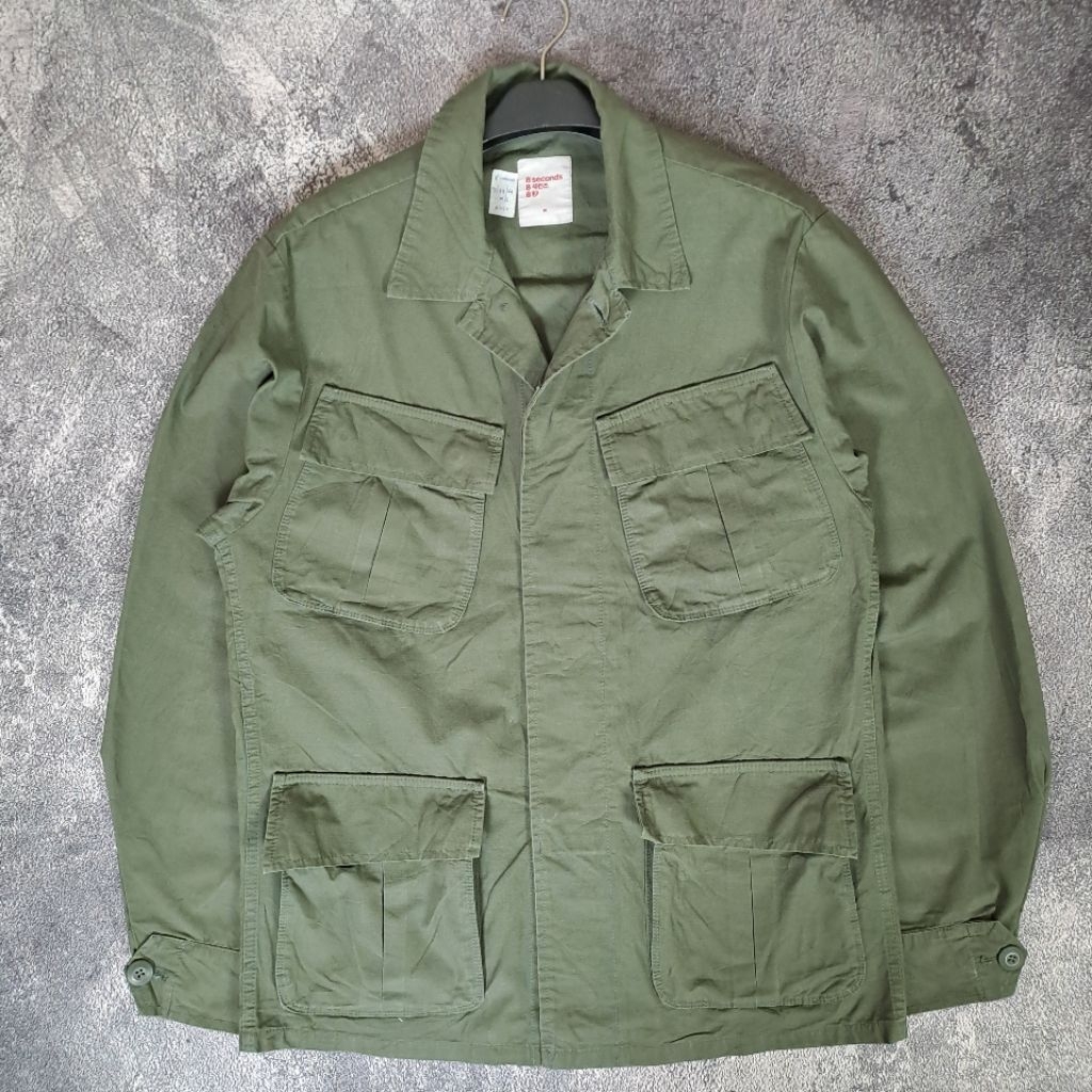 8 SECONDS JUNGLE FATIGUE JACKET RIPSTOP OLIVE GREEN SIZE M FIT L