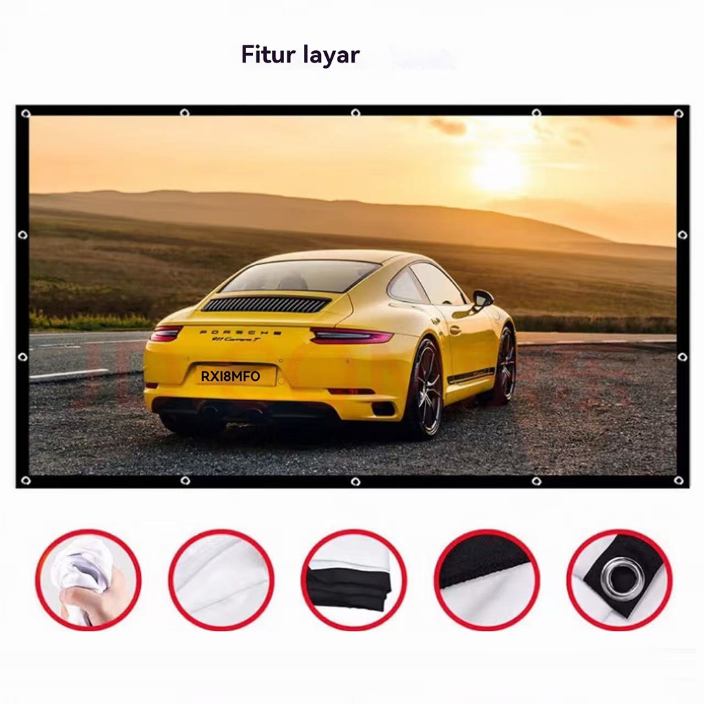 Jinbennu 60120 inci Proyektor 4K HD Layar 16: 9 Lipat AntiLipat Layar Proyektor Portable Film untuk