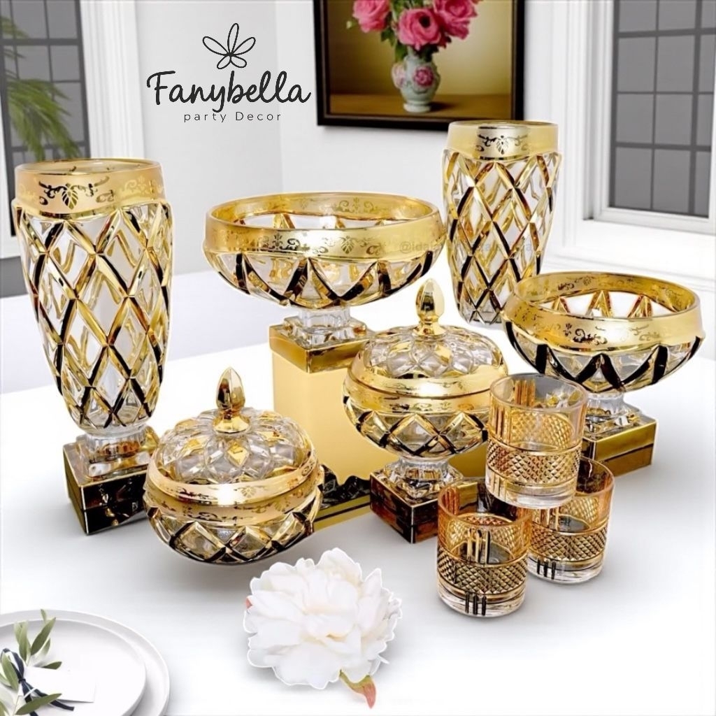 Vas Bunga Keramik Gold Kristal toples Keramik Gold Ukuran 35 cm Aesthetic Mewah Dekorasi Rumah Impor