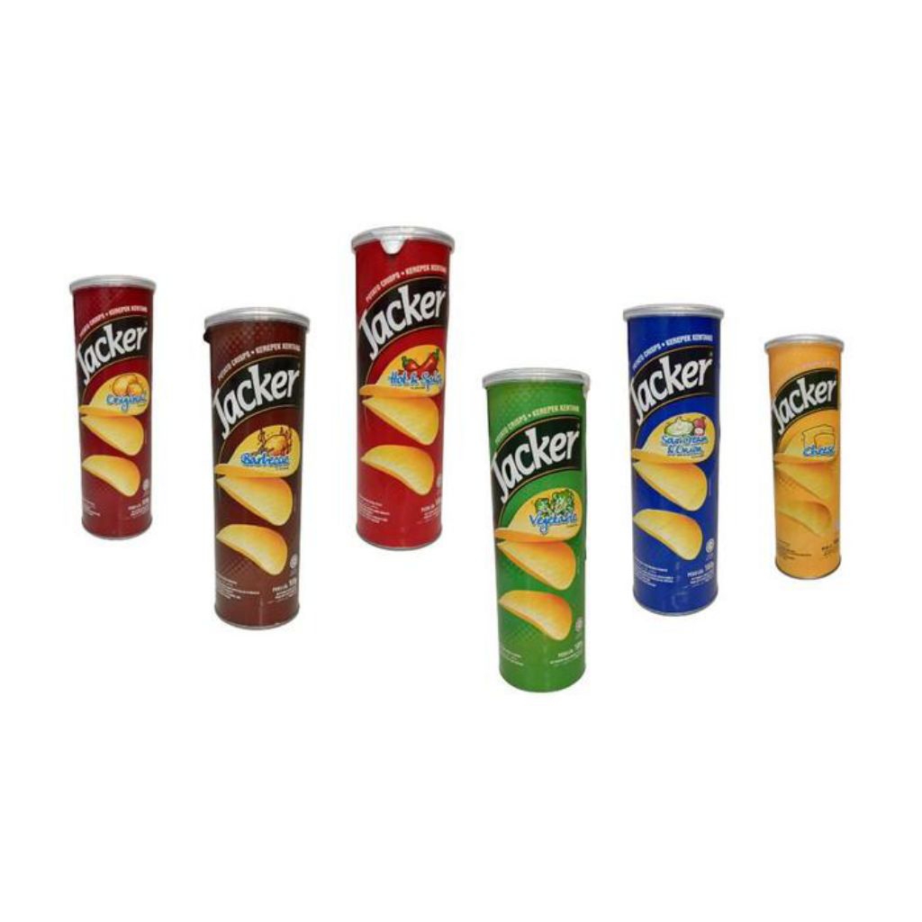 

Jacker Potato Crisps 100gr / Keripik Kentang / Cemilan / Makanan Ringan / Snack Kentang Keripik Kentang Ori ..Vegetable Balado BBQ Sour n Cream Cheese