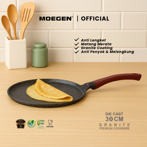 MOEGEN Crepe Pan / Crepe Maker / Grill Pan Wajan untuk Kulit Risol / Crepe / Dadar Gulung 30cm Anti 