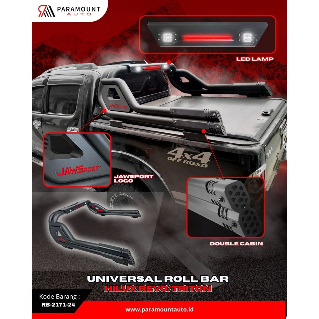 Rollbar Universal JAWSPORT Aksesoris Variasi 4x4 Single Cabin Double Cabin Hilux, Triton, Navara, Fo