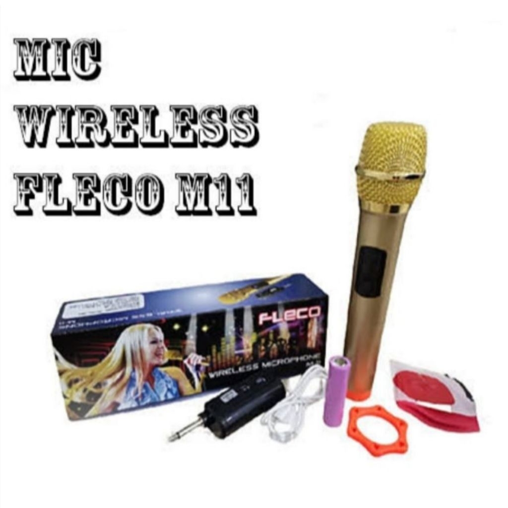 mic wireless fleco M11 single mic tanpa kabel mic fleco M 11 ttansmitter kecil recharge free busa da