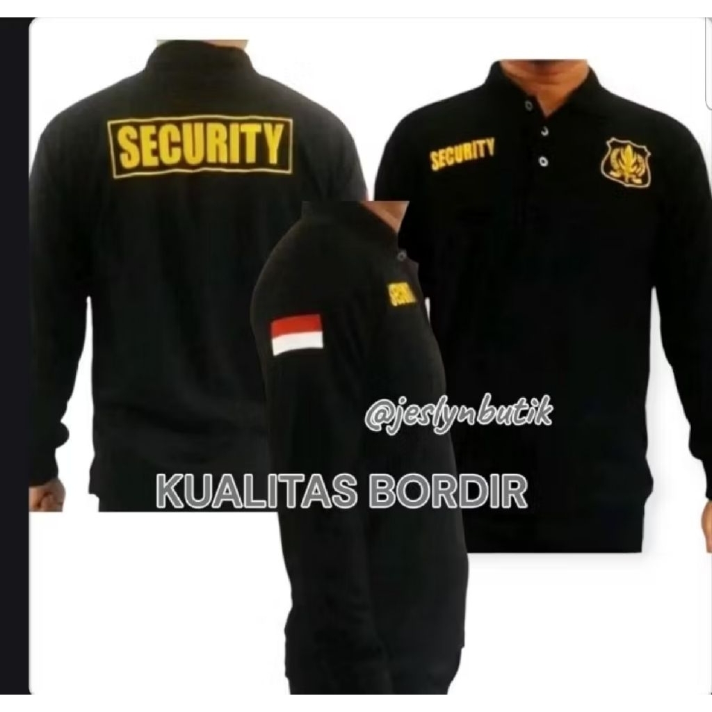 kaos Polotshirt BAJU SECURITY GOLD LENGAN PANJANG BORDIR BAJU KRAH SATPAM murah