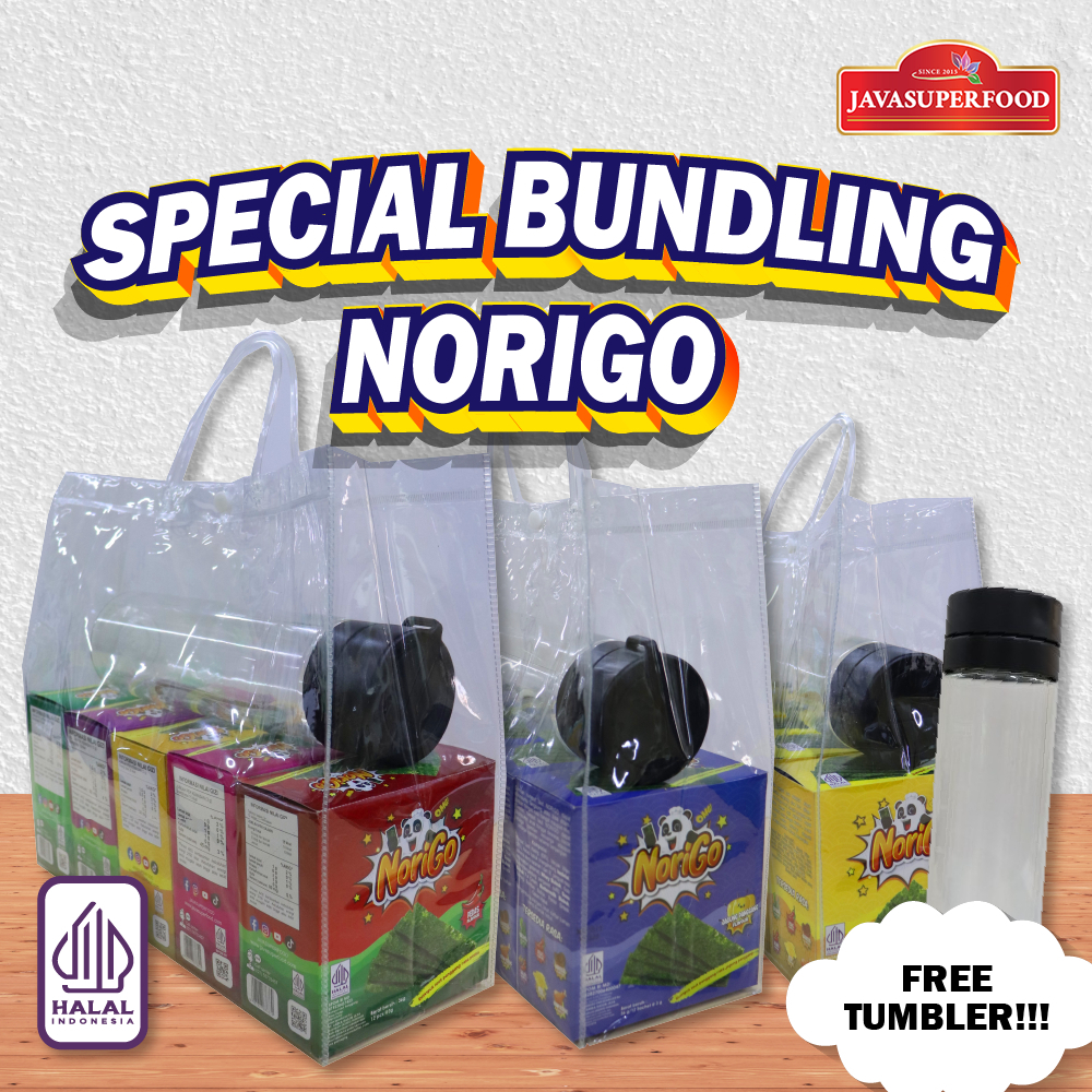 

(PAKET BUNDLING) Norigo 5 Box Free Tumbler / Nori Sachet Seaweed Snack 3g