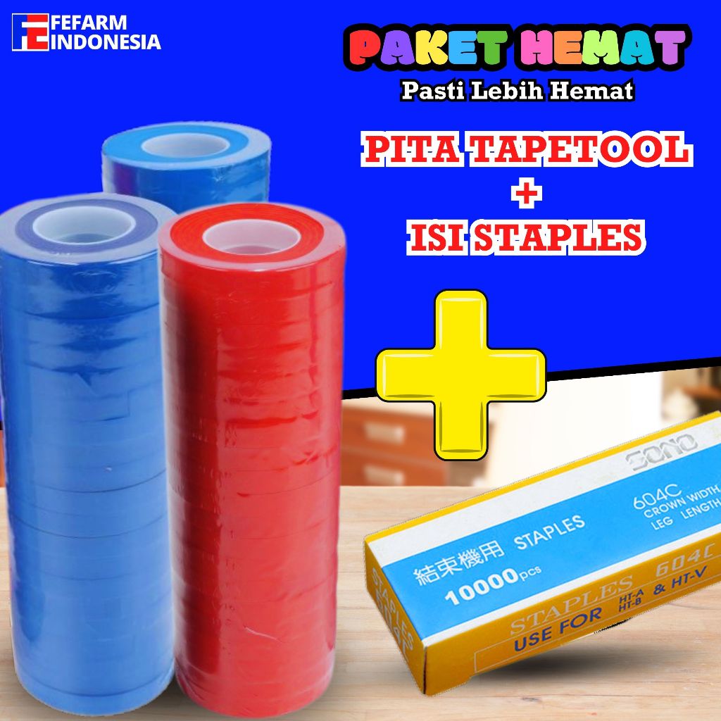 

Paket Pita Tapetool 1 Kotak Staples + 60 Roll FEFARM