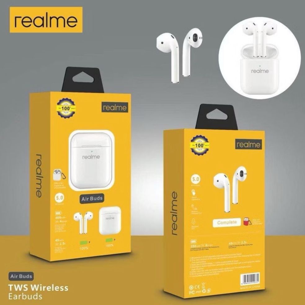 

HEADSET BLUETOOTH AIRBUDS REALME + CASE WIRELESS EARPHONE BLUETOOTH REALME AIR BUDS