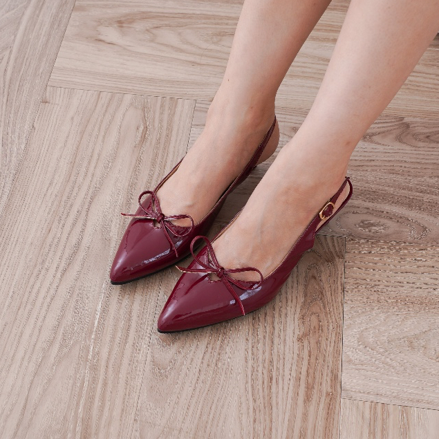 [NEW] La Vita E Bella Lily Women Slingback Shoes Hak 5 cm Pointed Kitten Heels Wanita Pita [LV 5504]