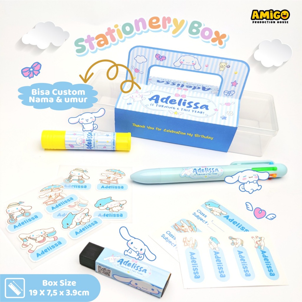 

Souvenir stationery box ulang tahun custom nama tema giftbox Birthday Hampers Sticker Label