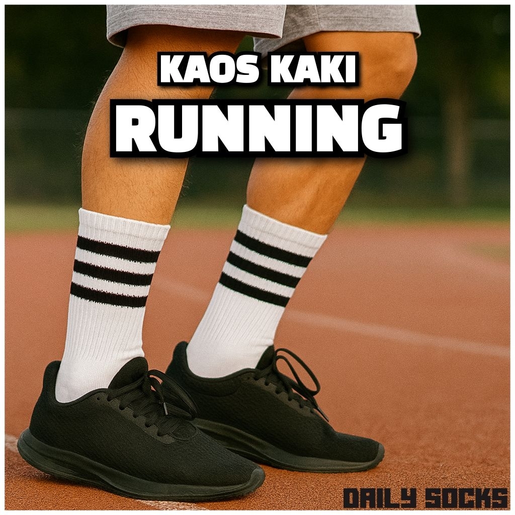 KAOS KAKI PANJANG MOTIF GARIS STRIP STRIPE 3 WARNA PREMIUM - dailysocks