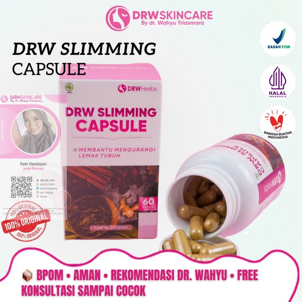 DRW Skincare|Slimming Capsule  (Kapsul Diet DRW) - Herbal Pelangsing Tubuh Alami Bantu Kurangi Lemak