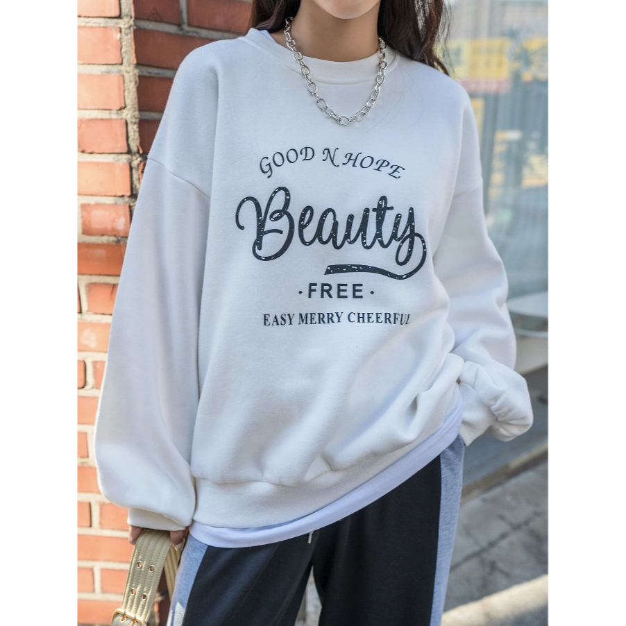 TF - BEAUTY FREE Sweater Wanita Dan Pria Street Style Korean Sweatshirt Remaja