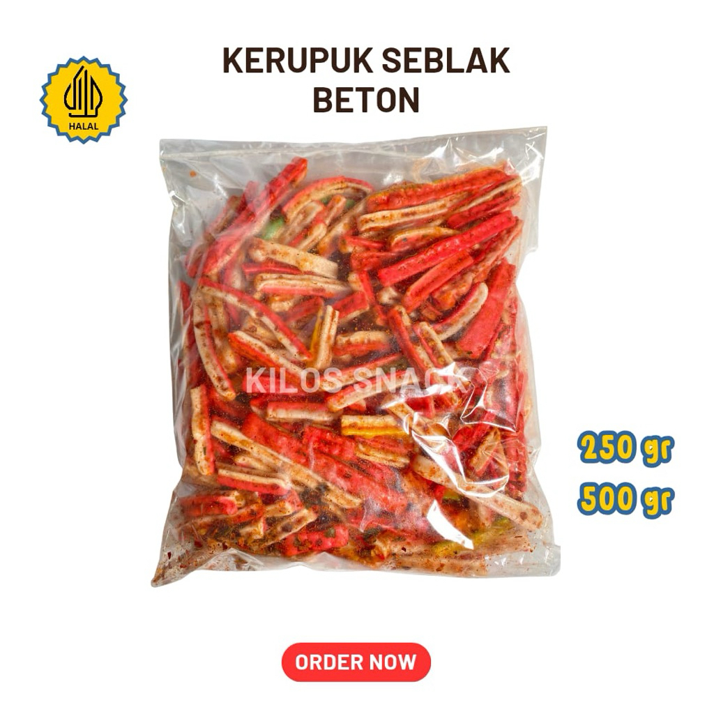 

kerupuk seblak beton pedas kemasan 250g