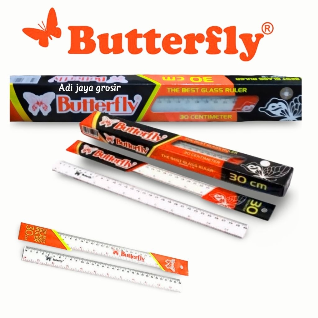 

penggaris plastik 30 cm BUTTERFLY 1 pack