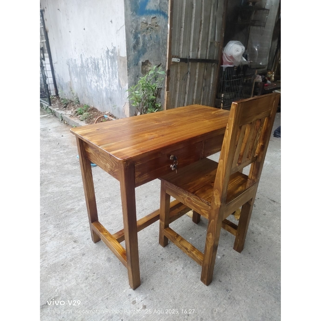 meja laci meja kerja jati belanda + kursi sender