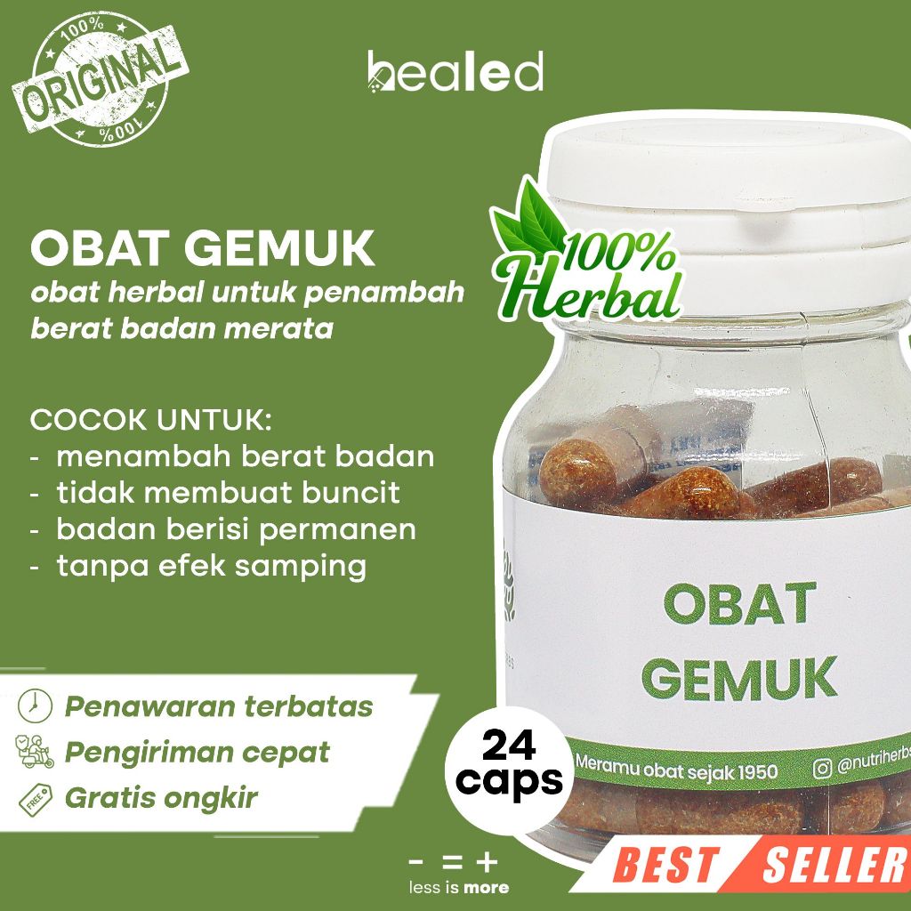 Obat Kapsul Weight Gainer Penggemuk Penambah Berat Badan Berisi Alami Nutriherbs Mariza Herbal Tradi