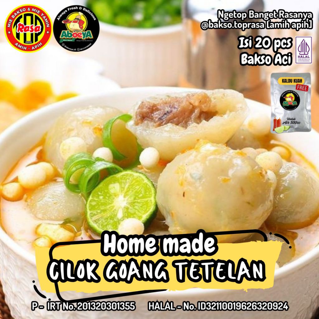 

Frozen Cilok Goang Tetelan Bakso Aci Tetelan Medium [isi 20pcs] Free Bumbu Kuah Goang
