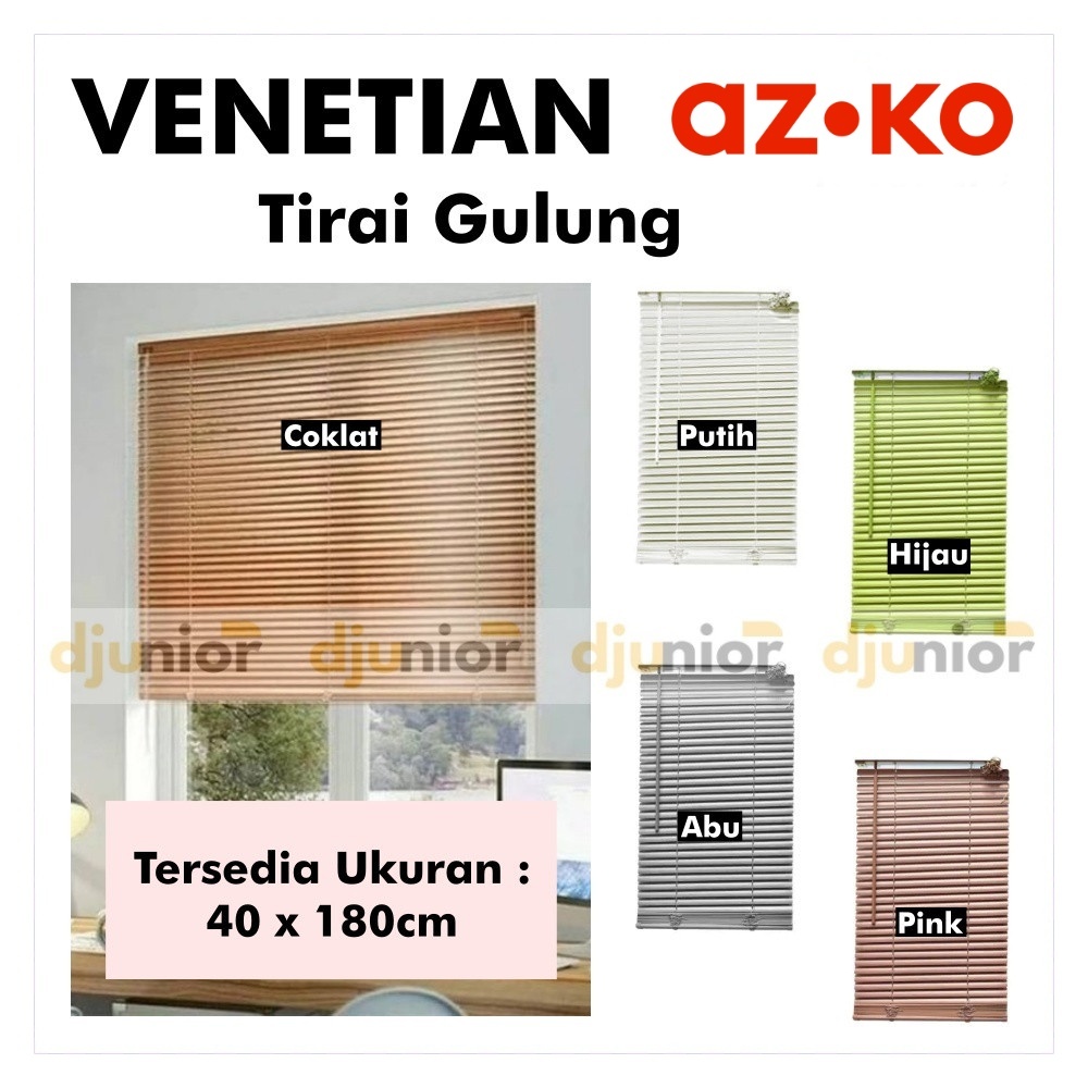 FORHOM TIRAI GULUNG LIPAT JENDELA KACA / ROLLER BLIND VENETIAN BLINDS GORDEN 40x180 cm KRIS AZKO