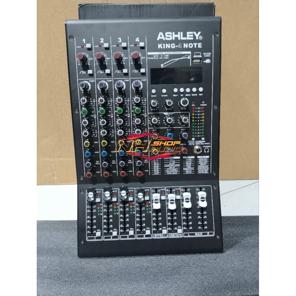 Mixer Audio Ashley KING4-NOTE Original 4 Channel Plus Compressor USB Bluetooth Efek 199 DSP Edit A E