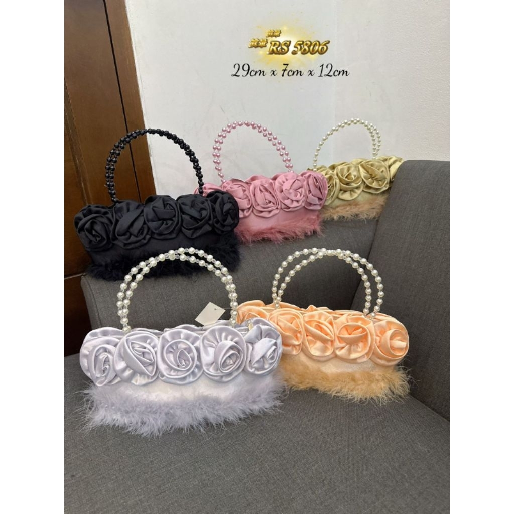 Tas pesta wanita RS 5806 bunga ,clutch import ,taskondangan