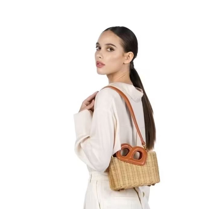 Nina Rattan Bag Brown Buttonscarves