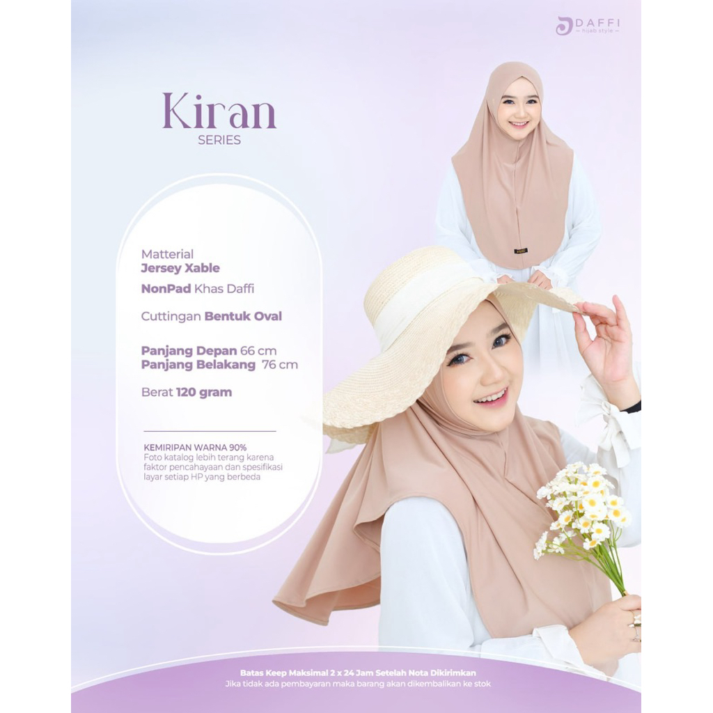 [ORIGINAL DAFFI] ~ BERGO KIRAN / BERGO NON PED CUTTING OVAL / HIJAB JERSEY INSTAN BULAT / Hijab Daff