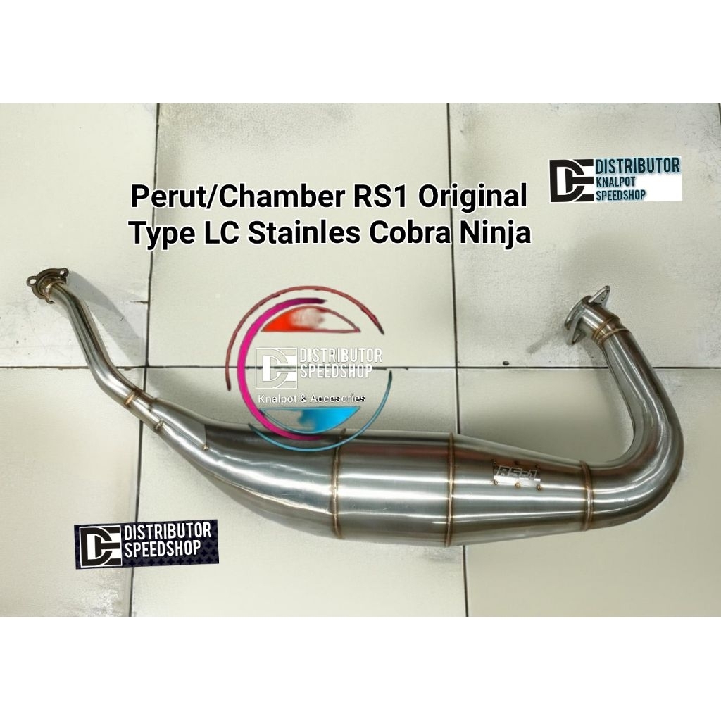 Knalpot Rs1 Perut Chamber Stainles Cobra ukuran 40,5 free kabel Ground original untuk Kawasaki ninja