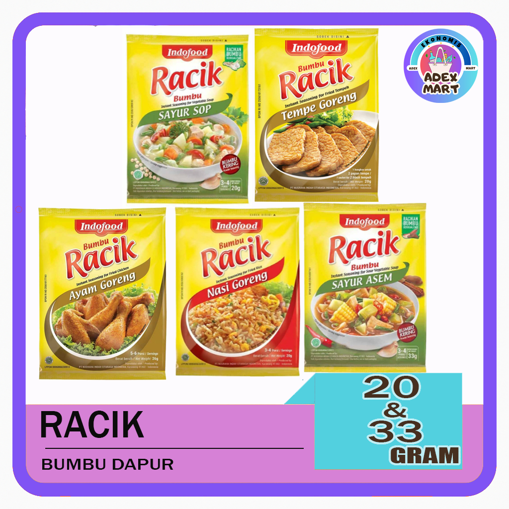 

indofood bumbu racik 20 dan 33 gram