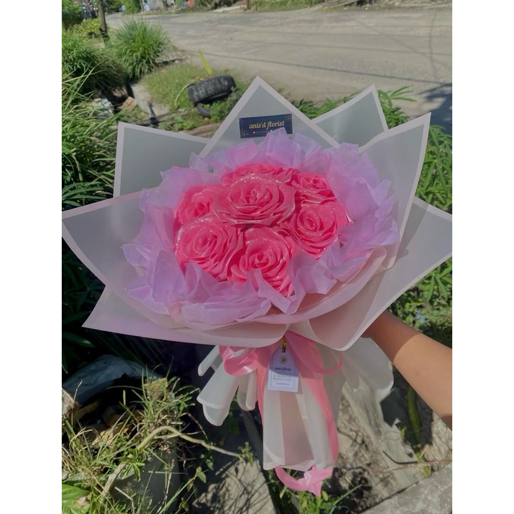 

bunga pita satin 7 tangkai ( glitter )