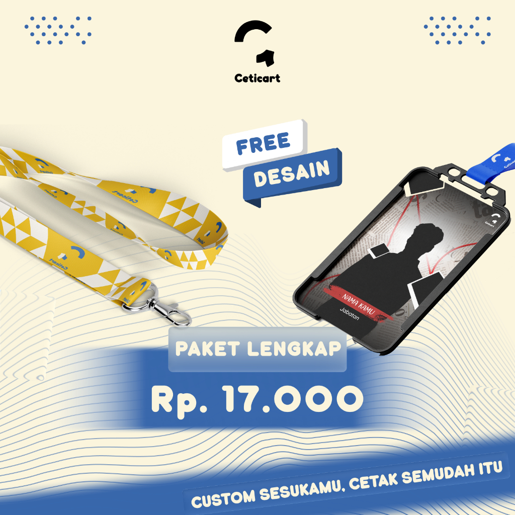 

Paket Lengkap Lanyard Custom Printing + ID Card Holder | Free Desain