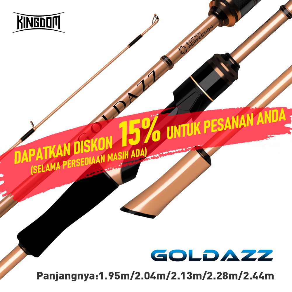 [Produksi dihentikan Obral]Kingdom GOLDAZZ Joran Pancing Ultralight XF F MF Joran Spinning 2 Bagian 