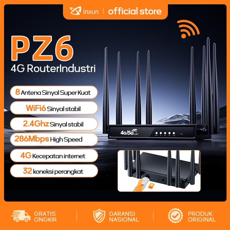 COD[SAMEDAY] PZ6 4G Router Industri Modem WIFI XINXUN Support All Operator SIM card 8 Antena Konvert