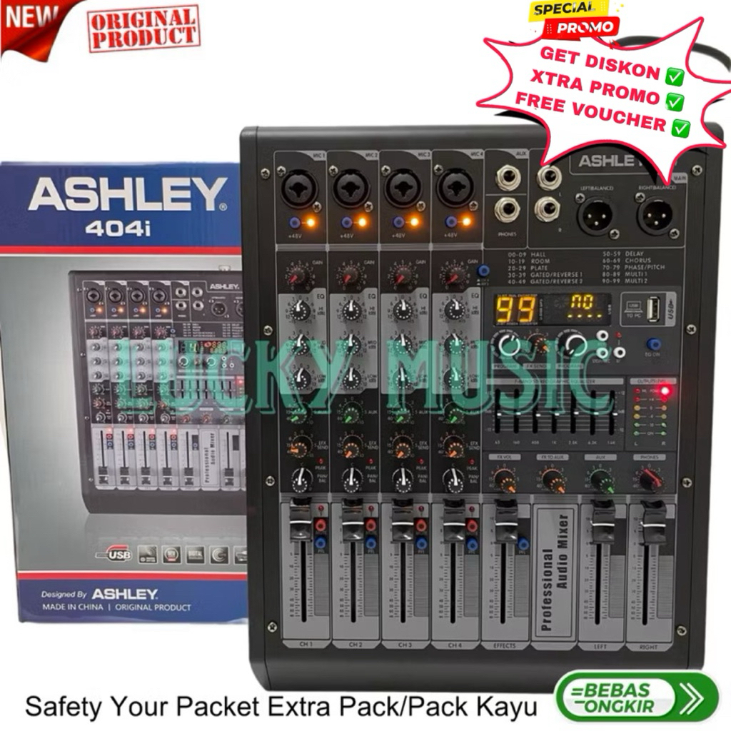 Mixer Ashley 404i Original 4 Channel Bluetooth mixer 404i mixer 404 i Soundcard