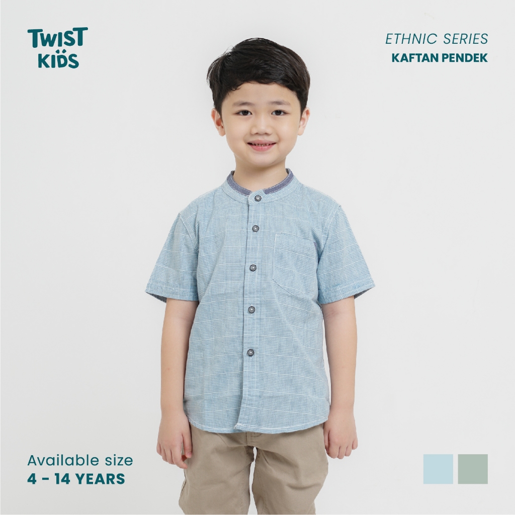 Twist Kids - Arzhan NC, Baju Lebaran Anak Laki-Laki 2025, Kemeja Koko Lengan Pendek Anak Laki-Laki