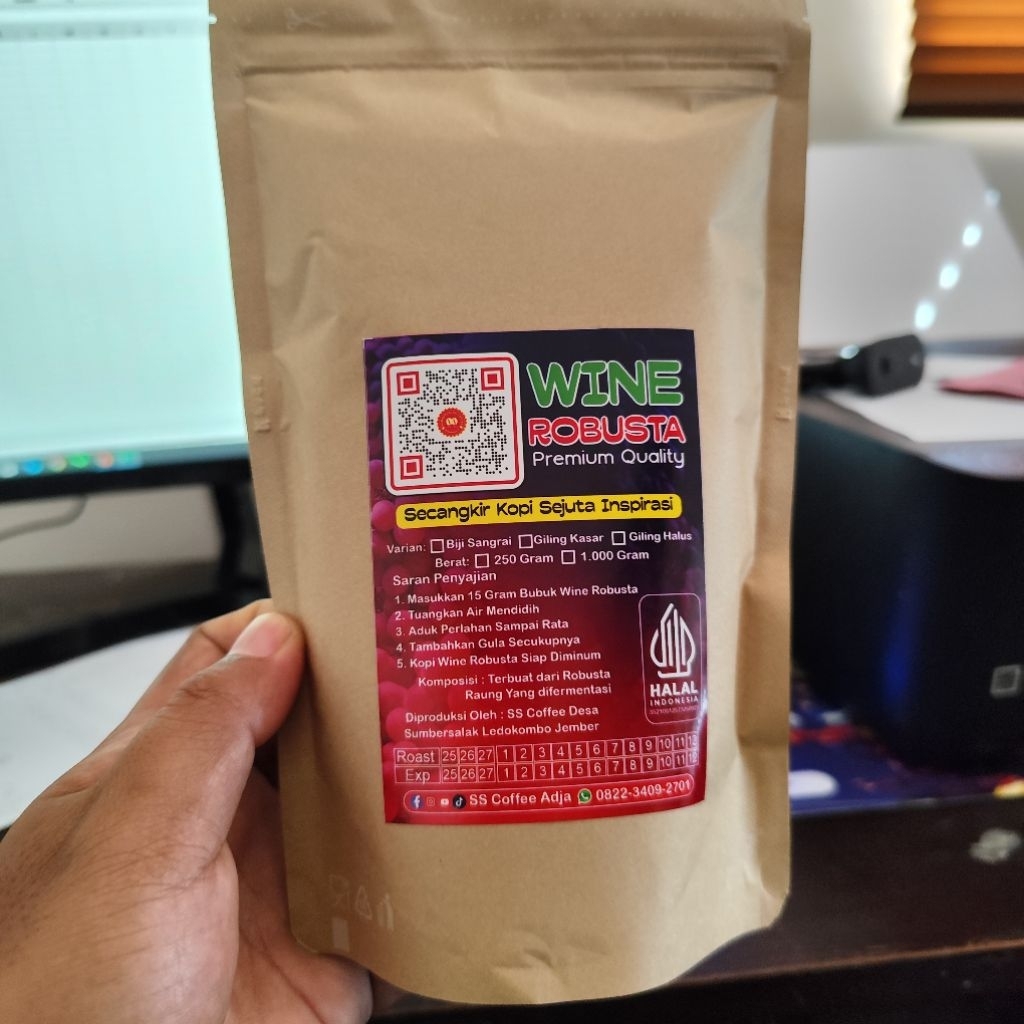 

Kopi Wine |Fermentasi| Robusta Java Raung | 250 Gram | SS Coffee