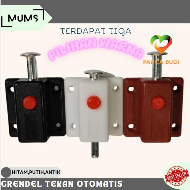 GROSIR Grendel Tekan Grendel Otomatis Slot Push Lock Tower Bolt Plastik Pencet Tekan Kunci Pintu Gem