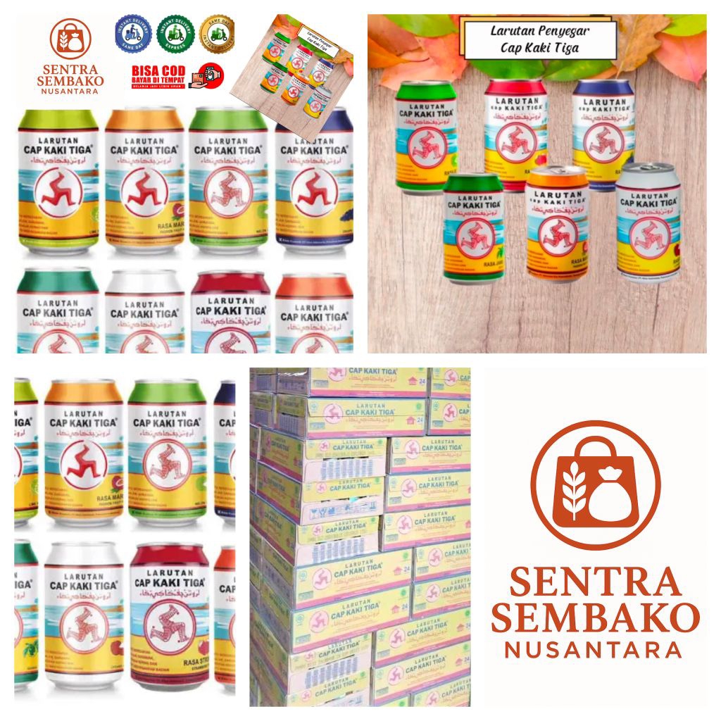 

Larutan Cap Kaki Tiga Kaleng 320ml – Isi 12 Kaleng (Aneka Rasa) | Packing Aman, Halal, Segel Pabrik, Garansi Utuh