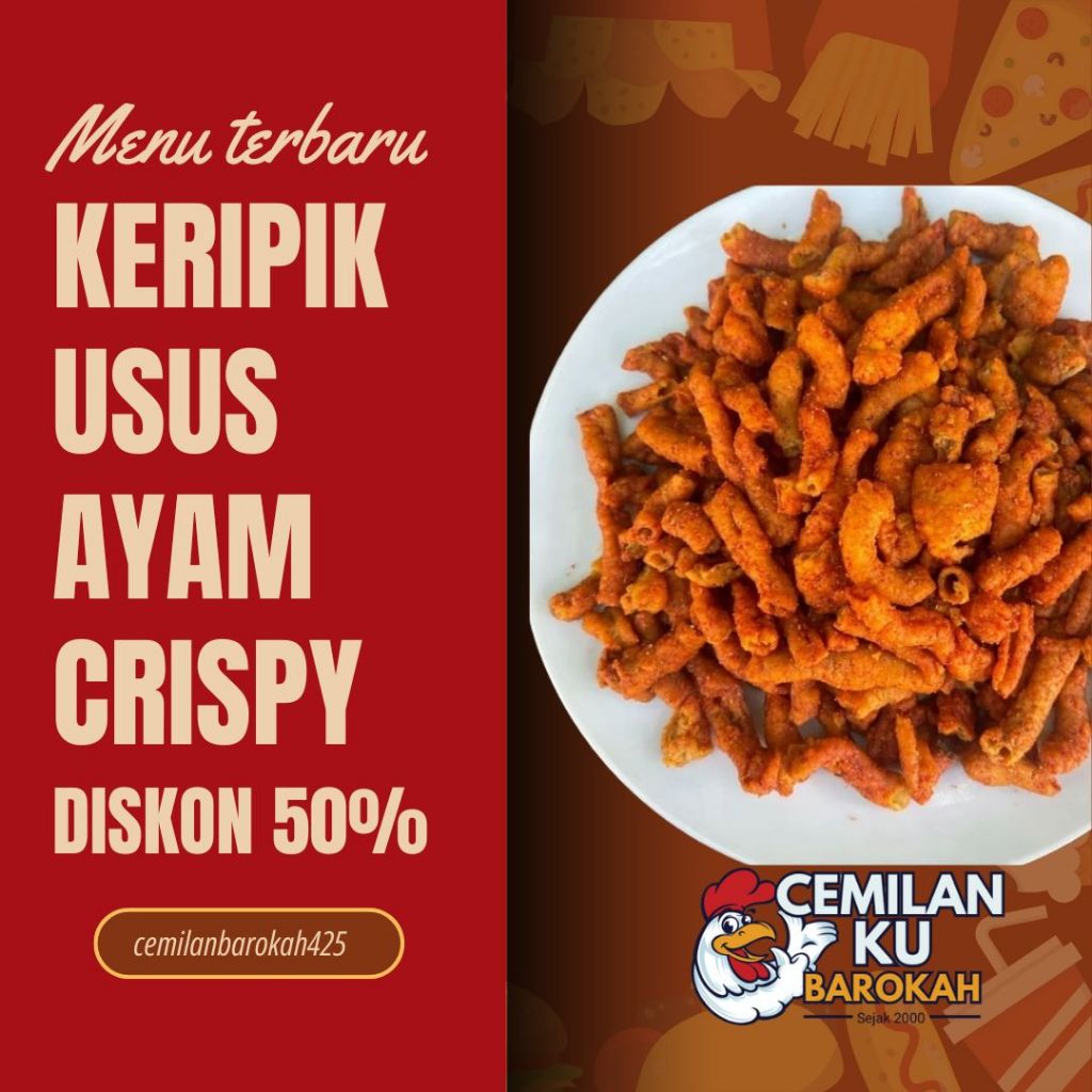 

Usus Ayam Crispy Pedas Daun dan Jeruk Original Gurih 500GR Snacks, Food Makanan Ringan