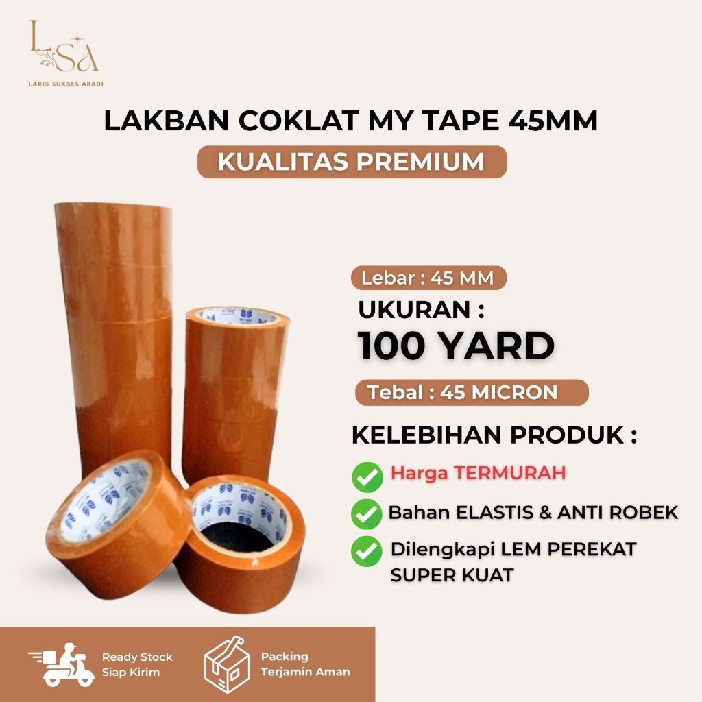 

Lakban Coklat Merk My Tape 45MM 100Yard 45Micron