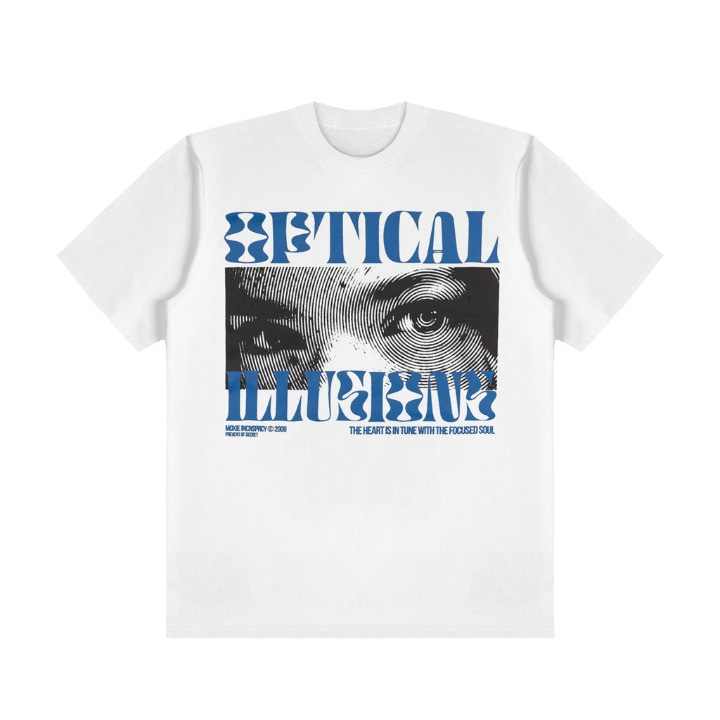 Promo Kaos Moxie T-Shirt OPTICAL ILLUSIONS Unisex - White