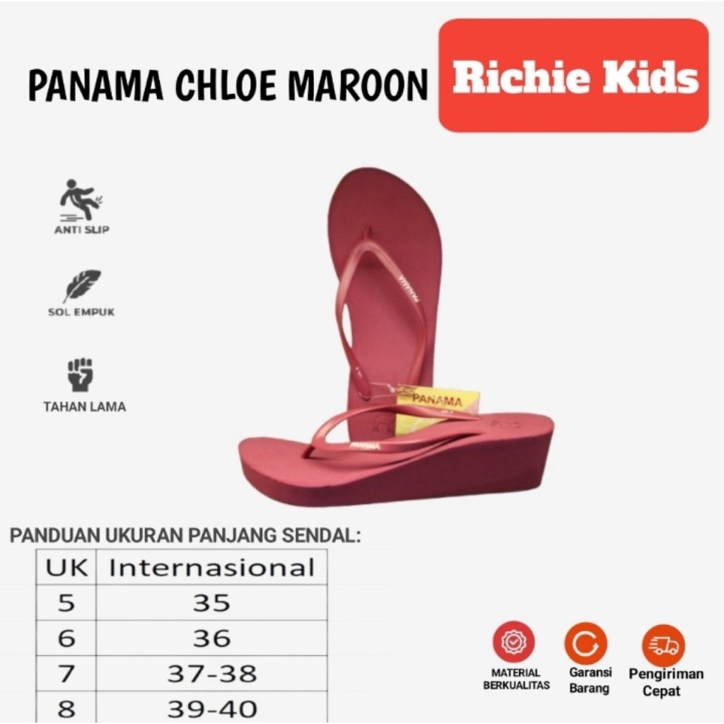 Sandal Panama Chloe Sandal Wanita Sandal Wedges Original Maroon