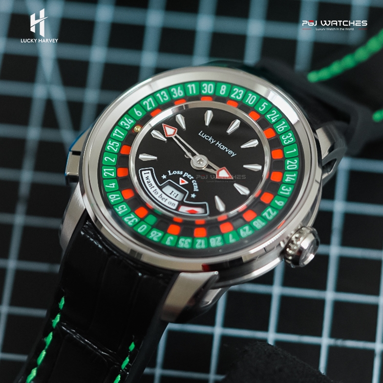 LUCKY HARVEY European Roulette Automatic Casino Men Watch Skeleton Dial