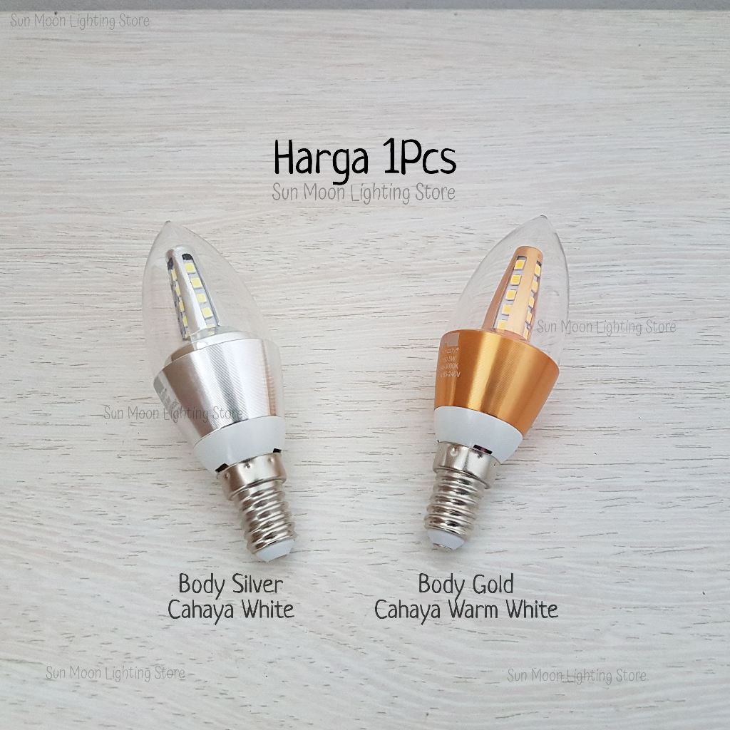 Lampu bohlam candle led 5w fiting e14 terang hias gantung