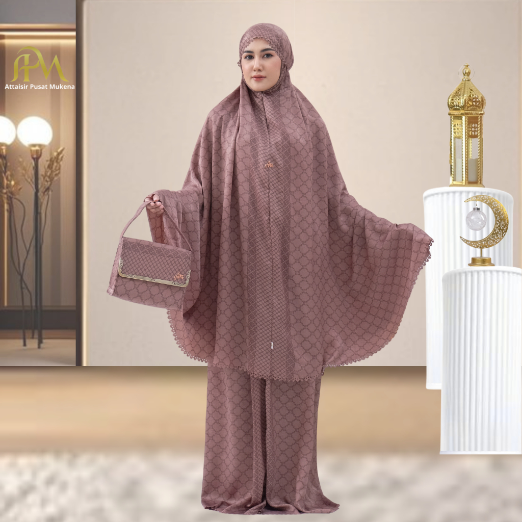 bestpromo apm mukena dewasa premium santorini silk lasercut 2in1 mariyya series apm mukena