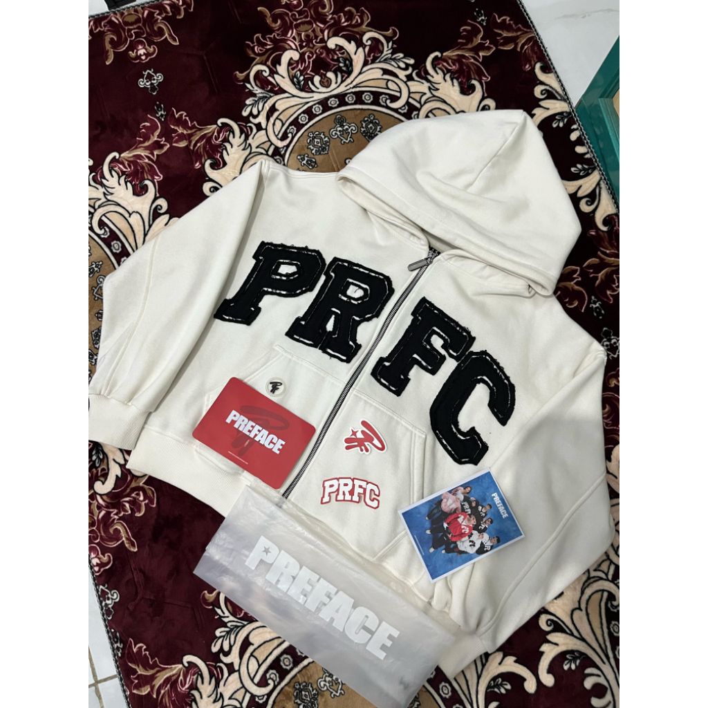 Preface Unfinished Zip Hoodie White